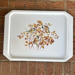 Vintage R2S Monza Melamine 20” Serving Tray with Chickadee Artwork by J Lockhart
